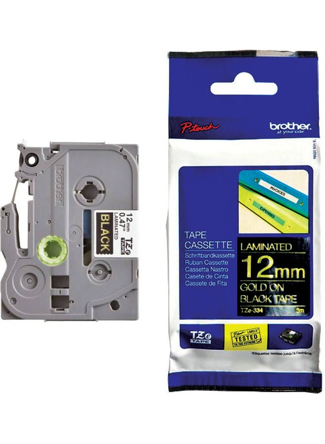 brother Tze-334 Gold On Black Tape Gold/Black - Image 1