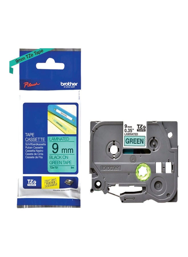 brother Tze-721  Label Tape Black/Green - Image 1