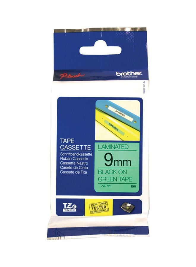 brother Tze-721  Label Tape Black/Green - Image 2