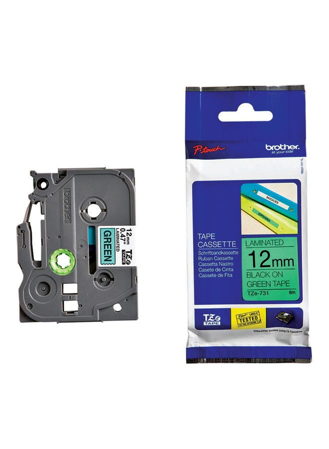brother Tze-731 Label Tape Black/Green - Image 1