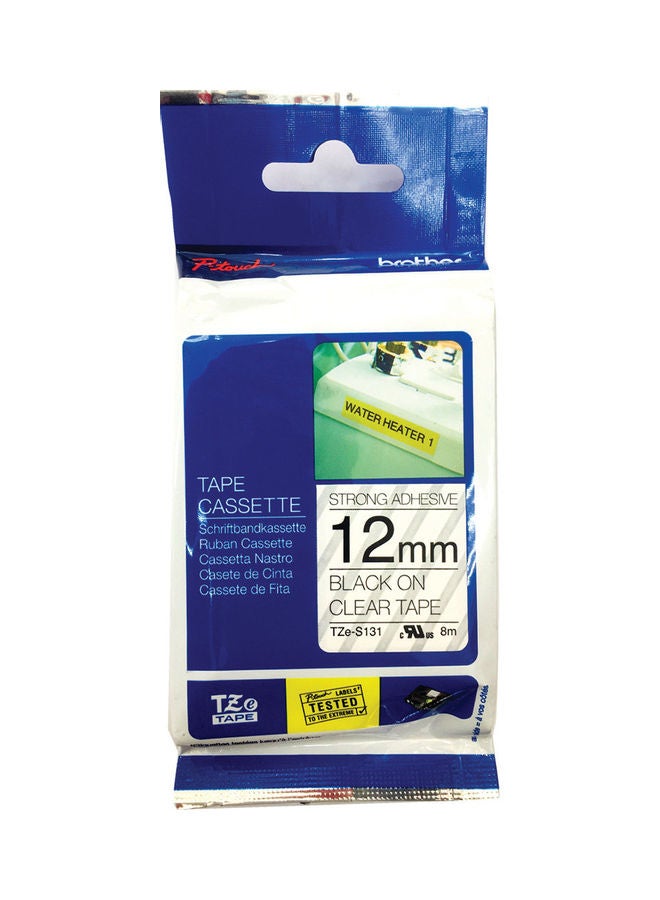 brother Tze-S131 Label Tape Black/Clear - Image 1