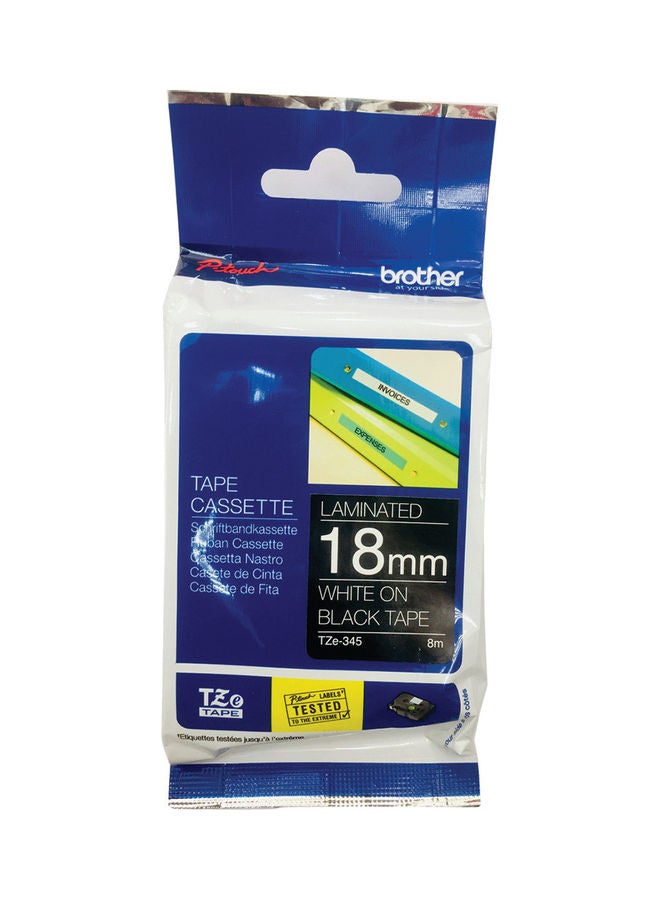 brother Tze-345 Laminated Label Tape White/Black - Image 1