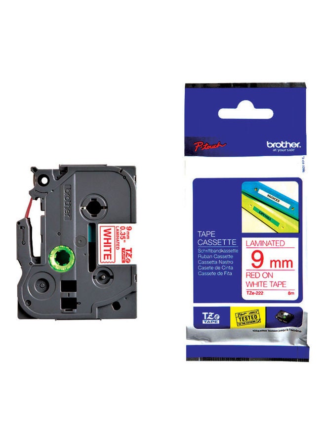 brother Tze-222 Label Tape Red/White - Image 1