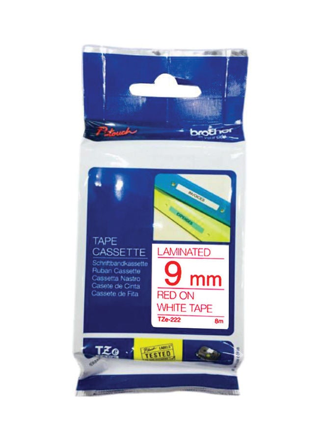 brother Tze-222 Label Tape Red/White - Image 2