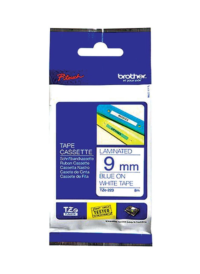 brother Tze-223 Label Tape Blue/White - Image 2