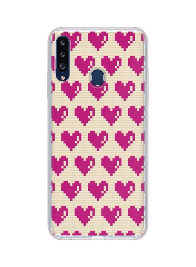 Pixel Hearts Full Print Flexible Case Cover For Samsung Galaxy A20S Pink