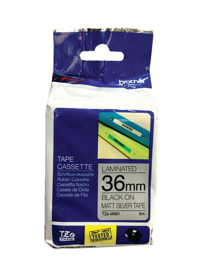 brother Tze-M961 Label Tape Black/Silver - Image 1