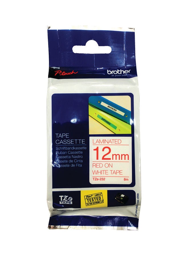 brother Tze-232 Label Tape Red/White - Image 1