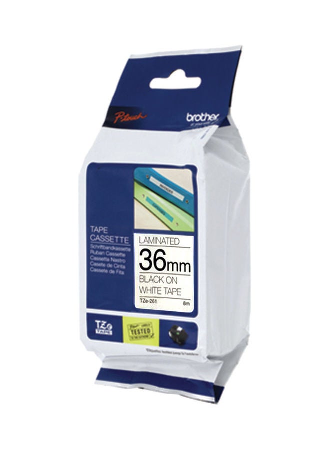 brother Tze-261 Label Tape Black/White - Image 1