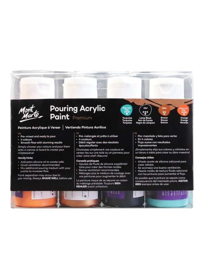 Mont Marte Premium Pouring Acrylic Paint Set Of 4 Multicolour - Image 2