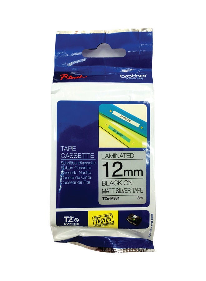 brother Tze-931 Label Tape Black/Silver - Image 1