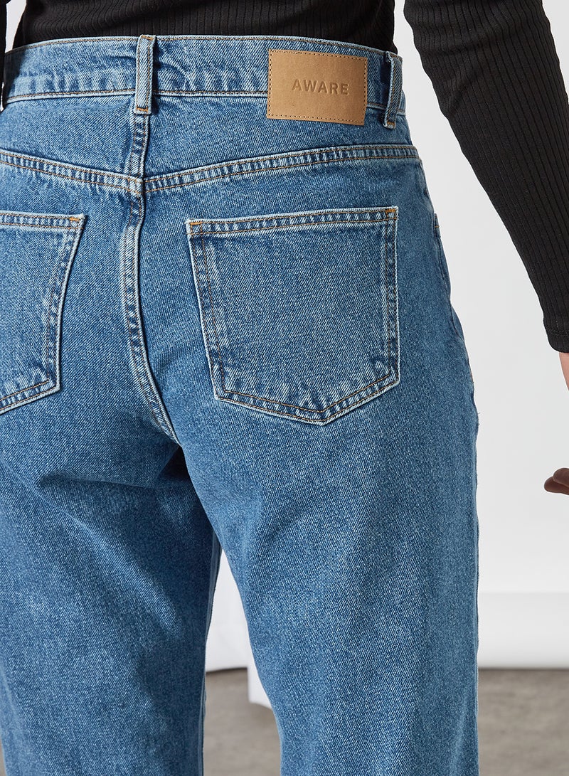 VERO MODA High Waist Loose Jeans Medium Blue Denim  - Image 4