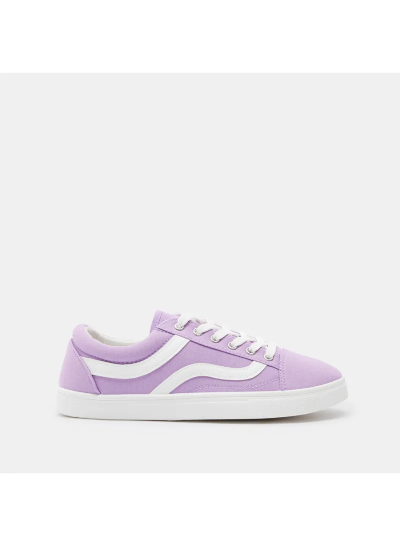 shoexpress Women's Low Top Lace-Up Sneakers Purple/White