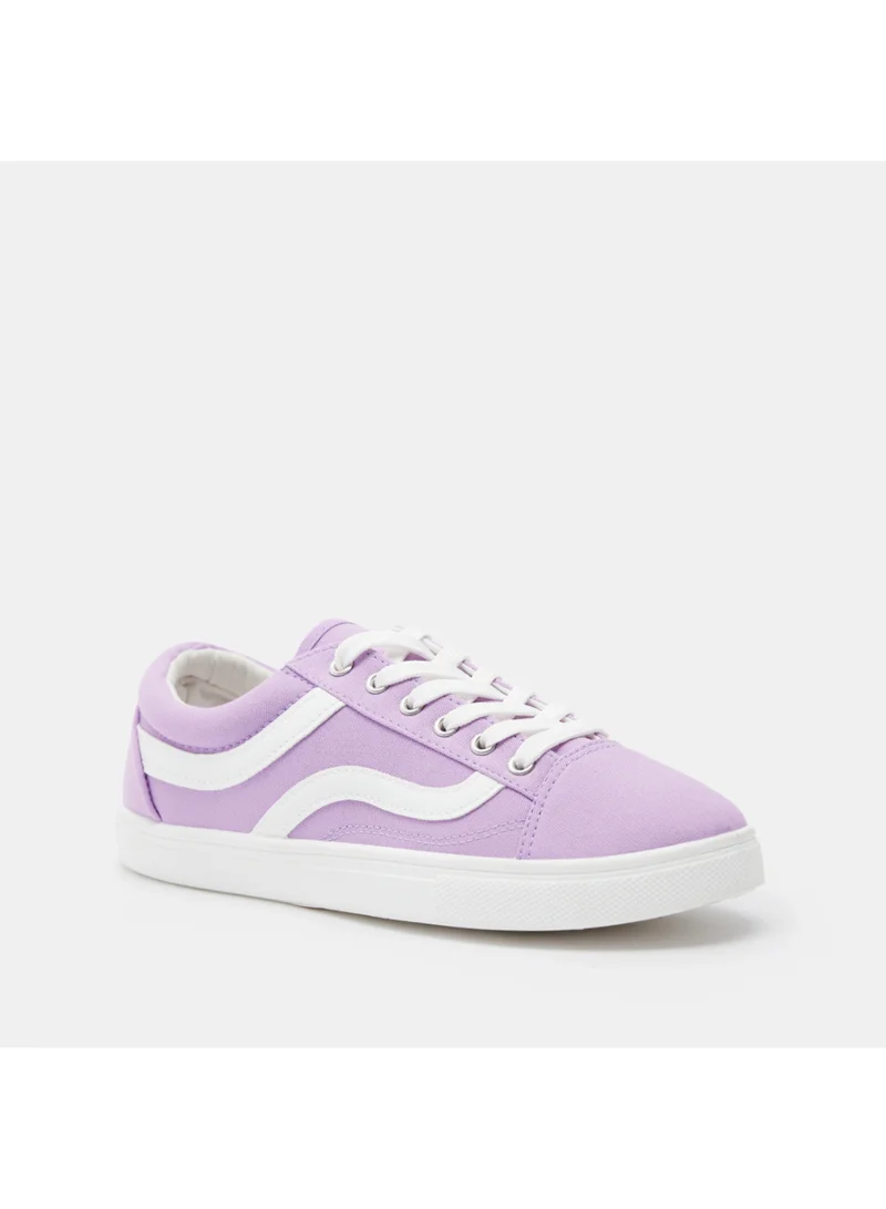 shoexpress Women's Low Top Lace-Up Sneakers Purple/White