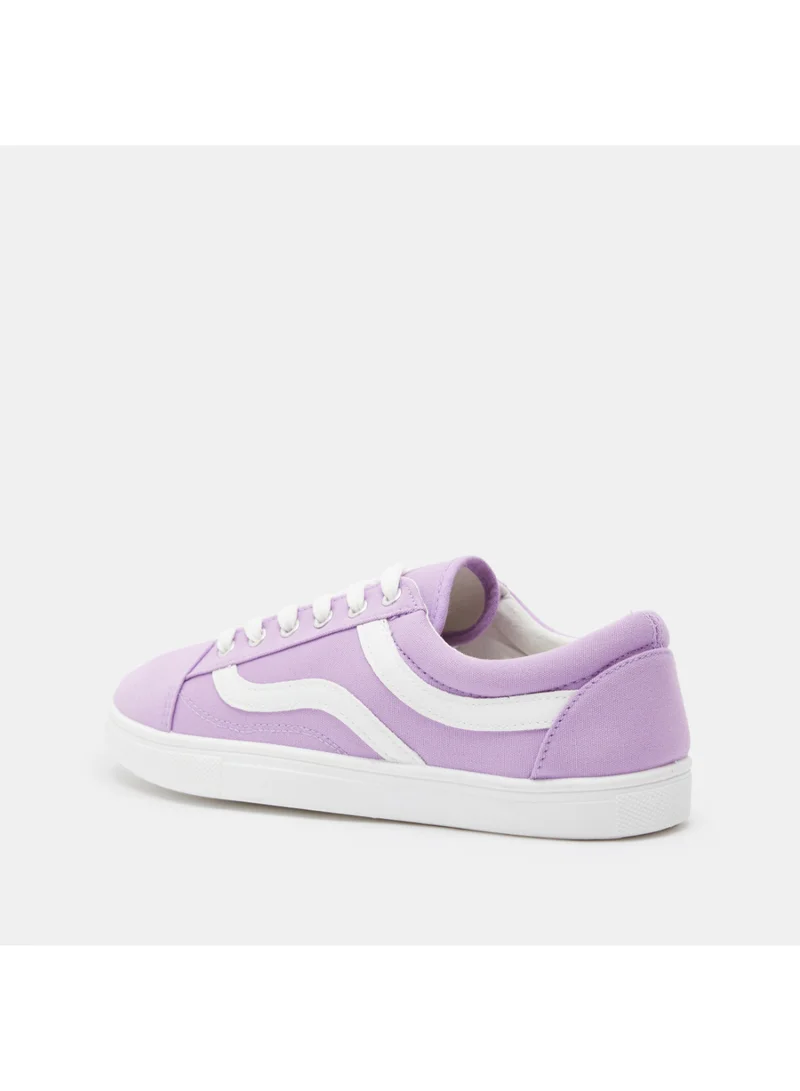 shoexpress Women's Low Top Lace-Up Sneakers Purple/White
