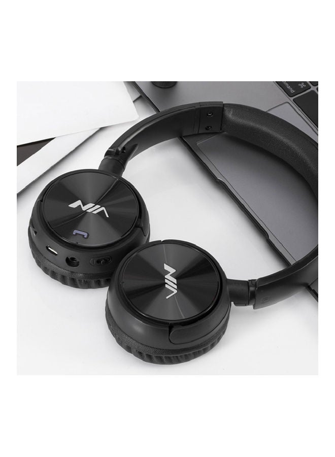 3.5mm Bluetooth Wireless Headphones MP3 Player FM Radio with Microphone APP Control Black