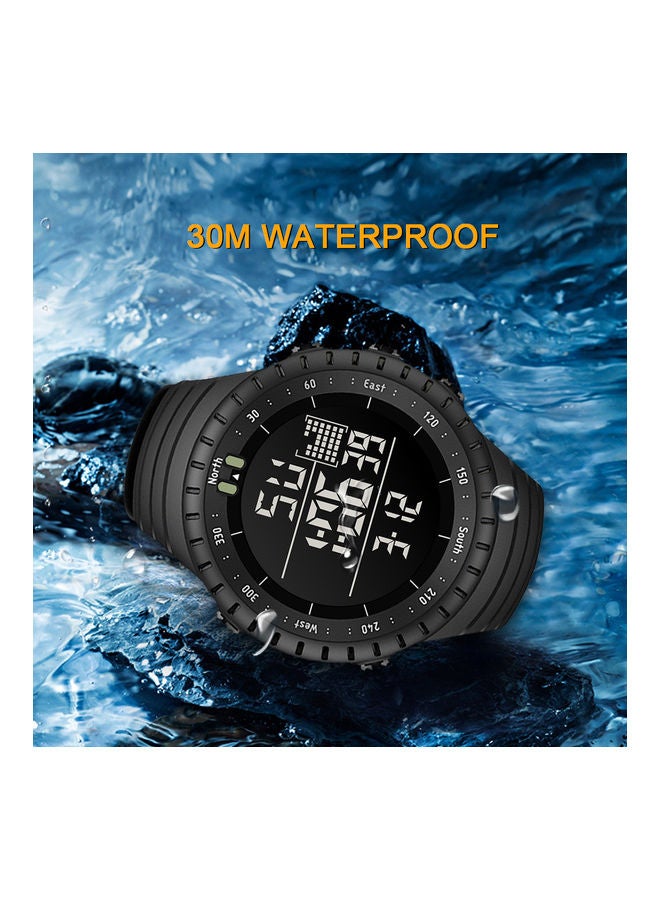 سينورز ساعة يد رقمية بعقارب مقاومة للماء ورياضية للأماكن الخارجية مقاس 51 مم - لون أسود للرجال - Image 1