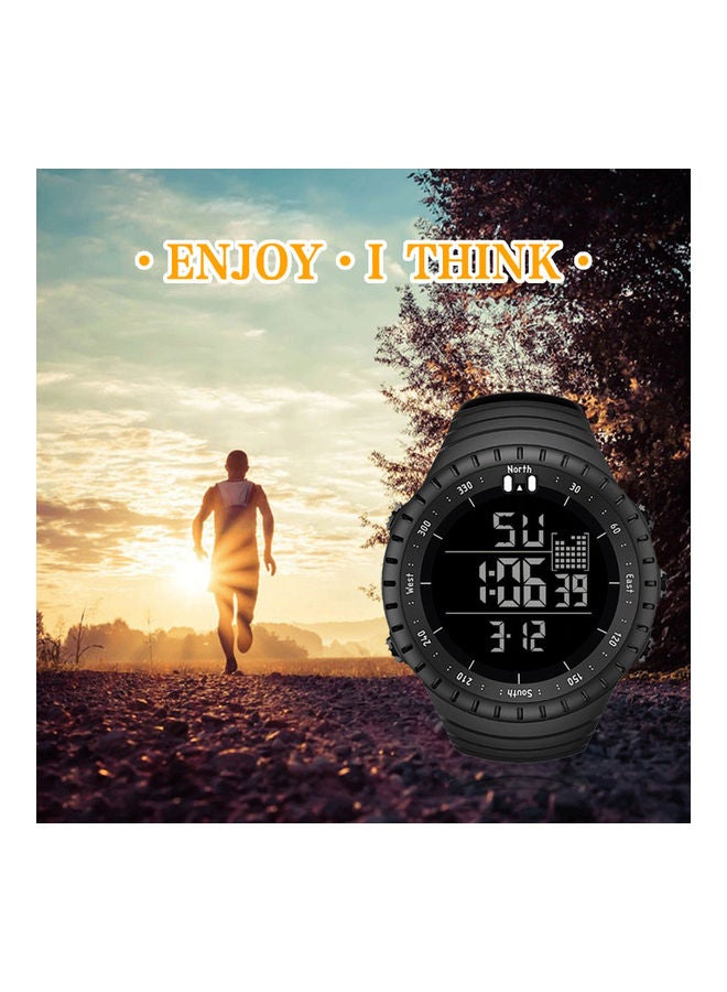 سينورز ساعة يد رقمية بعقارب مقاومة للماء ورياضية للأماكن الخارجية مقاس 51 مم - لون أسود للرجال - Image 2