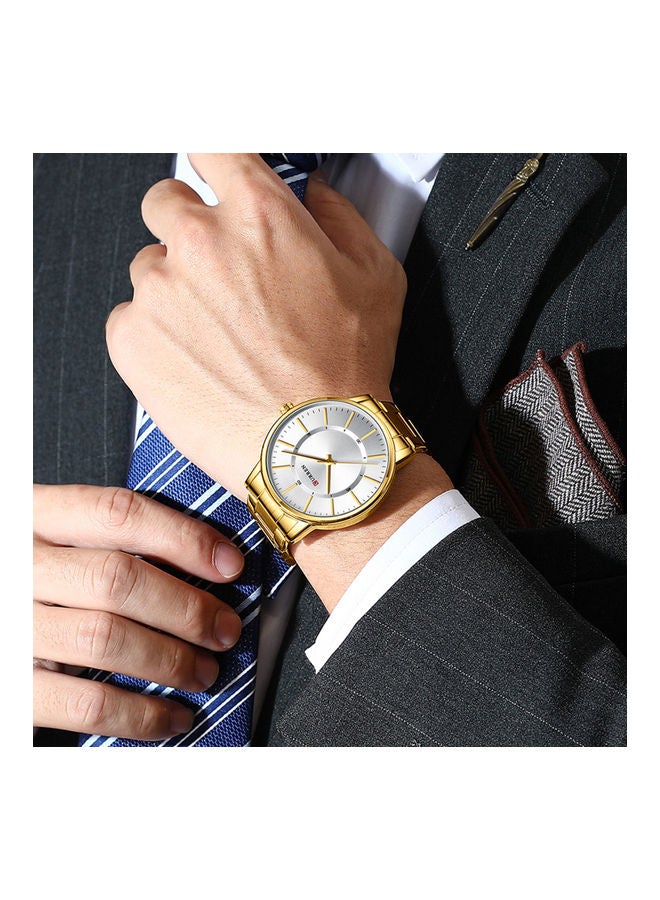 كارين ساعة يد كوارتز مع سوار من الستانلس ستيل - 45 ملم - ذهبي للرجال - Image 3