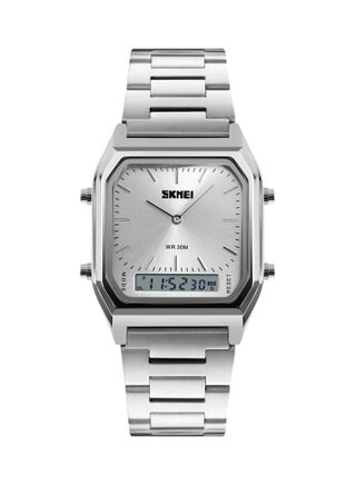 Men's Digital Electronic Wrist Watch Dual Time Mode Waterproof And Wristbands J-4761S - 43 mm - Silver - v1616065228/N45429614A_5