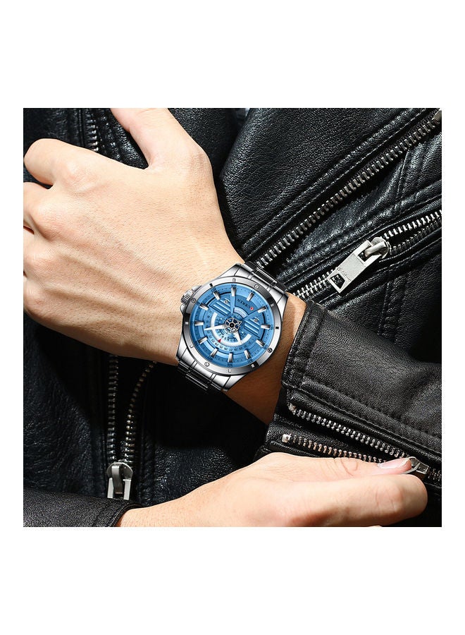 كارين ساعة يد كوارتز بسوار من الستانلس ستيل - مقاس 46 مم - فضي للرجال - Image 2