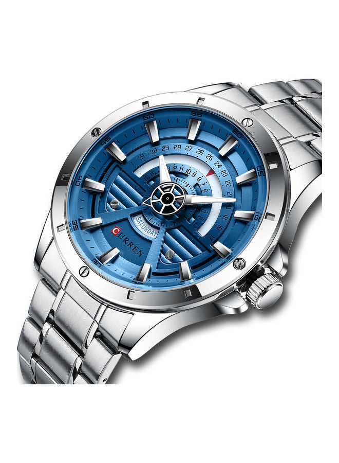 كارين ساعة يد كوارتز بسوار من الستانلس ستيل - مقاس 46 مم - فضي للرجال - Image 3