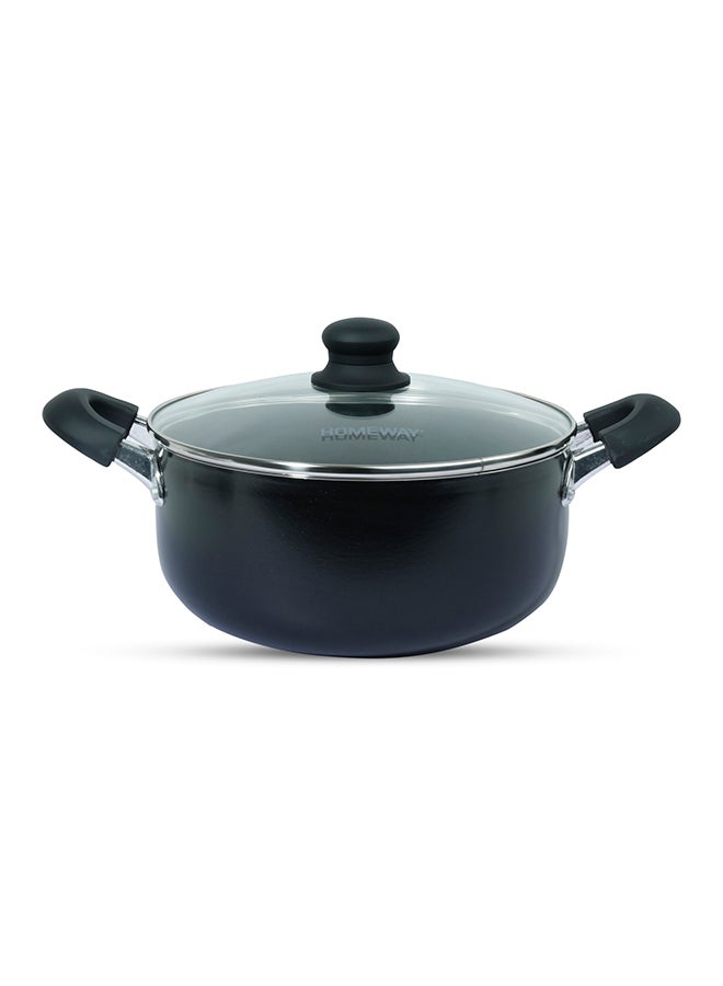 Homeway - Aluminium Casserole With Lid Black/Clear/Silver 26cmcm - Image 1