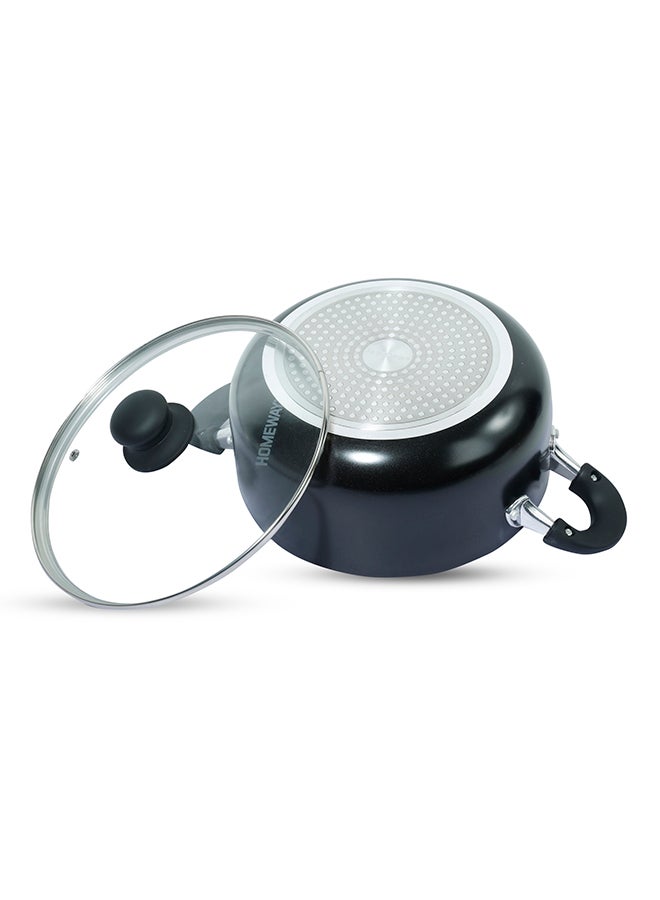 Homeway - Aluminium Casserole With Lid Black/Clear/Silver 26cmcm - Image 1