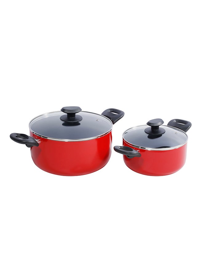 Homeway 8 Piece Non-Stick Cookware Set, 24Cm Casserole With Lid, 20Cm Casserole With Lid, 18Cm Sauce Pan With Lid, 24Cm Frying Pan, Nylon Turner - Hw3455 Red 1cm  - Image 2