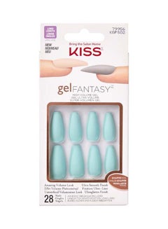 KISS 28-Piece Gel Fantasy False Nails Set Light Blue  - Image 1