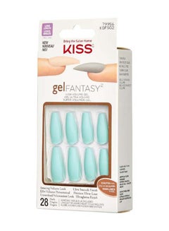 KISS 28-Piece Gel Fantasy False Nails Set Light Blue  - Image 5