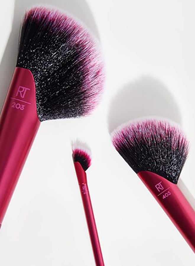 REAL TECHNIQUES 3-Piece Rebel Edge Trio Makeup Brush Set Pink/Black  - Image 3