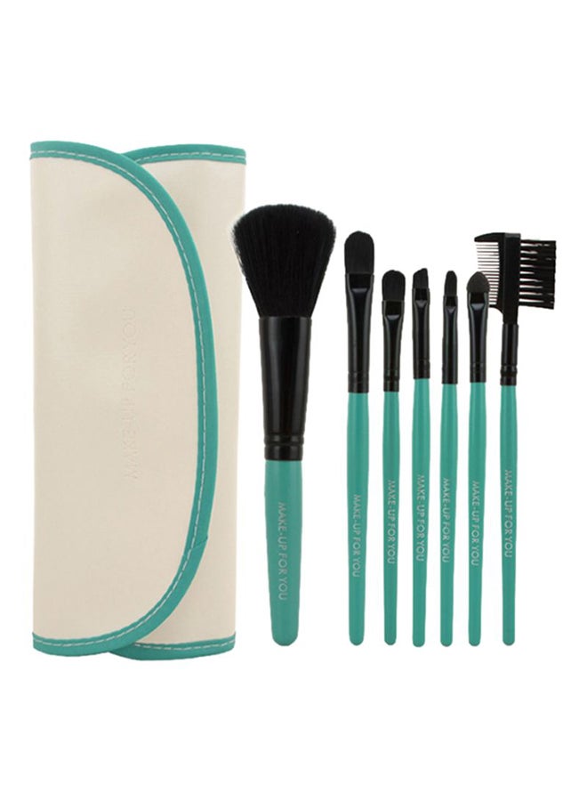 LNKOO - 7-Piece Make Up Brush With Carrying Case Green/Black/Beige - Image 1
