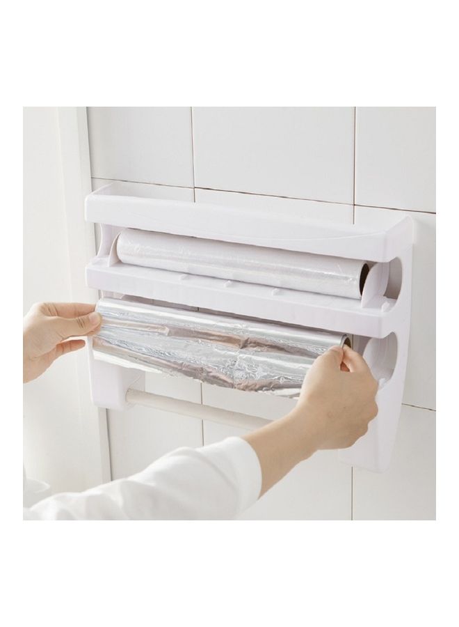 Olliwon - Kitchen Paper Roll Holder With Towel Rack White/Grey 10x39x24cm - Image 1