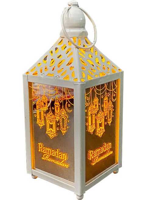 Decorative Ramadan Iron Works Decoration LED Light Lanterns White