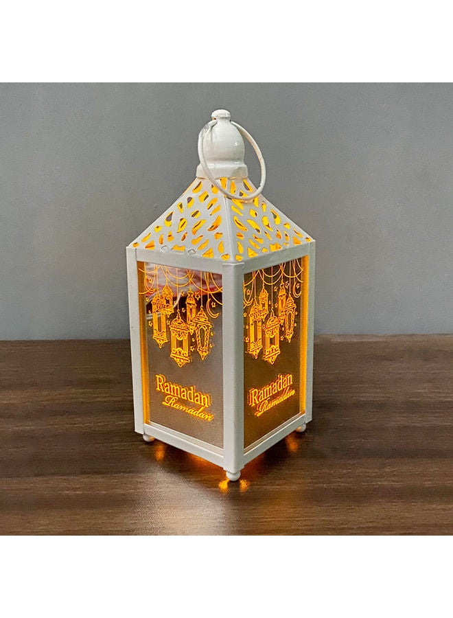 Decorative Ramadan Iron Works Decoration LED Light Lanterns White - Image 2