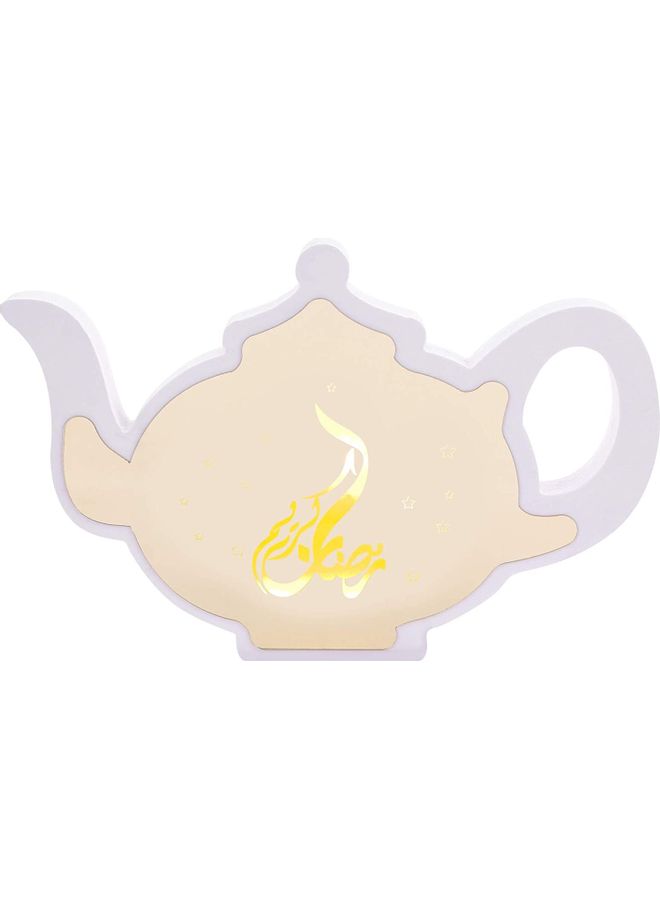 مصابيح زينة للمنزل بتصميم قمر وعبارة "Ramadan Mubarak" بيج - Image 1