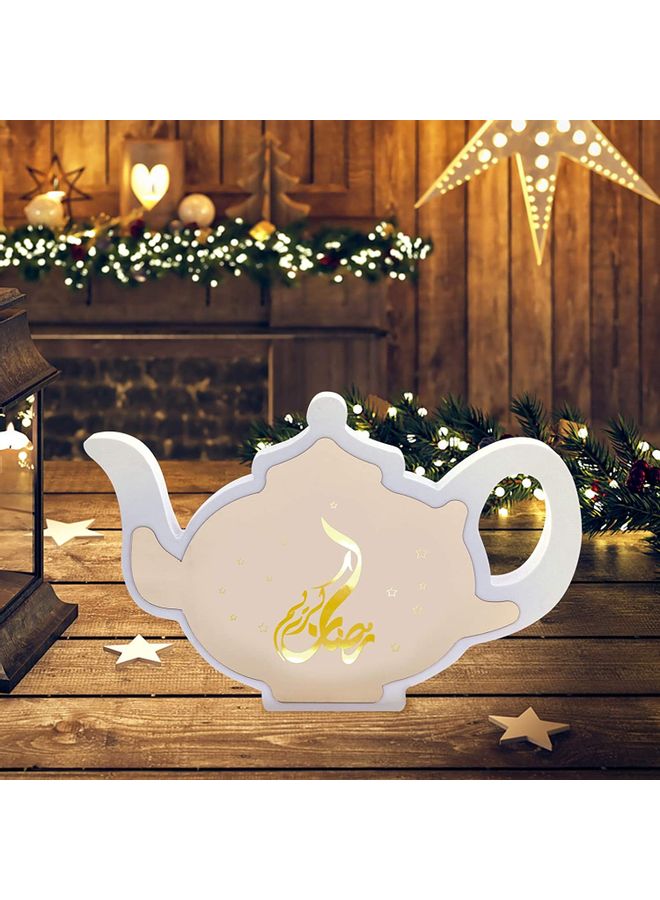 مصابيح زينة للمنزل بتصميم قمر وعبارة "Ramadan Mubarak" بيج - Image 2