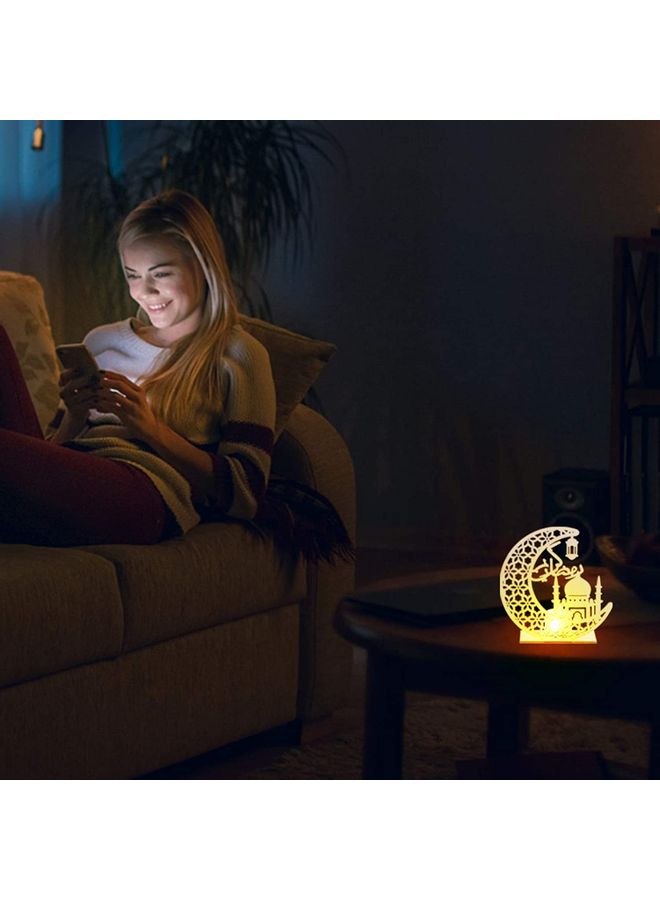 Ramadan Mubarak Decorative Lights Wooden Table Decoration LED Moon Star Lights Table Top Ornaments Beige  - Image 3