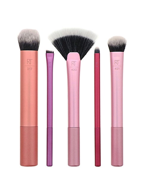 5-Piece Artist Essential Makeup Brush Set Pink/Brown/Black