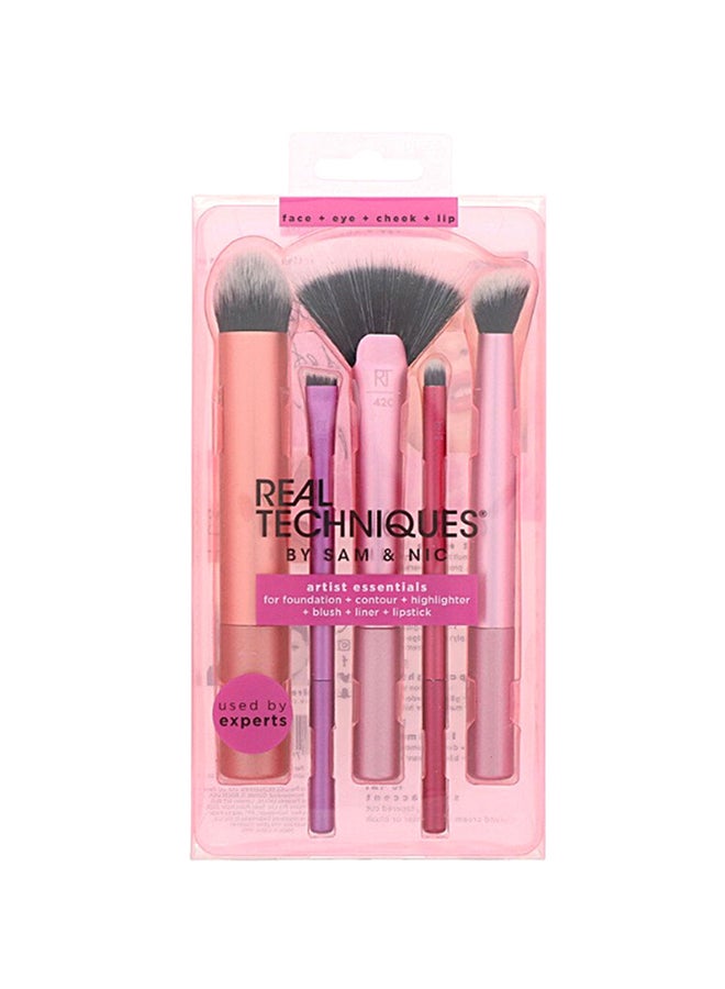 REAL TECHNIQUES - 5-Piece Artist Essential Makeup Brush Set Pink/Brown/Black - Image 1