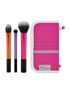 REAL TECHNIQUES 3-Piece Travel Essentials Brush Set Pink/Black/Violet  - Image 1