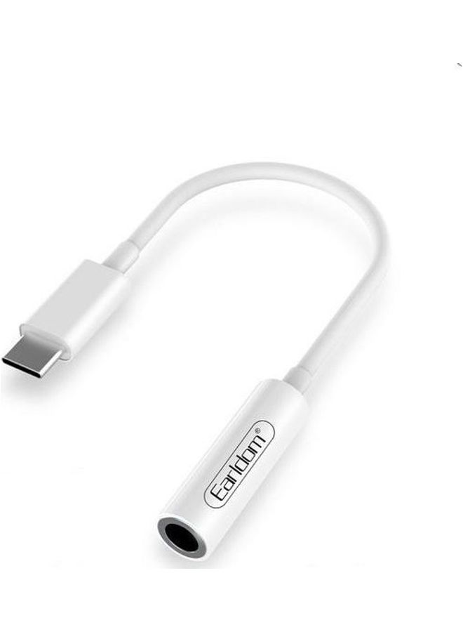 Earldom Plug and Play Universal Type C to 3.5mm Headphone Jack Adapter White - Image 1