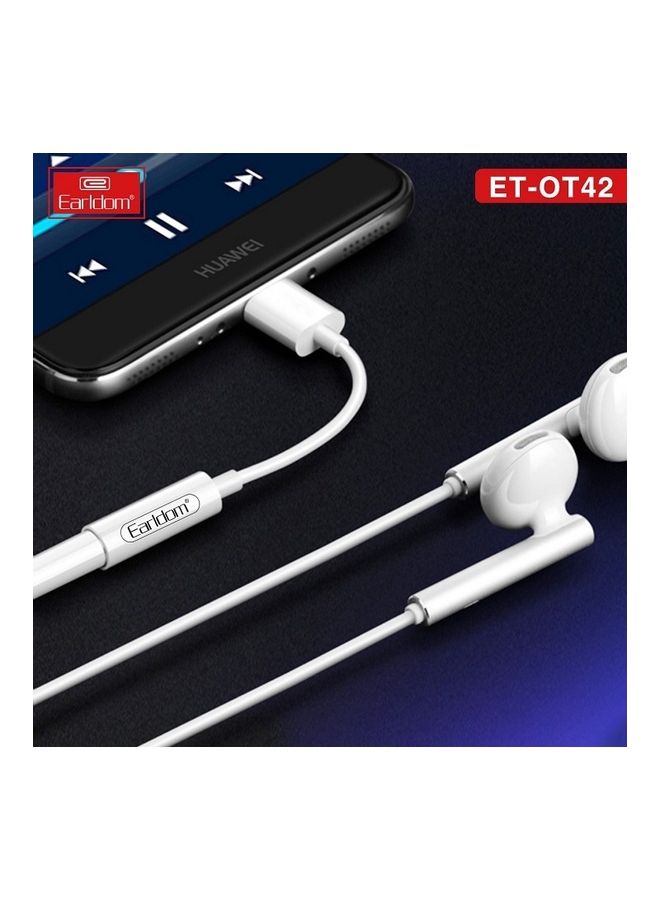 Earldom Plug and Play Universal Type C to 3.5mm Headphone Jack Adapter White - Image 3