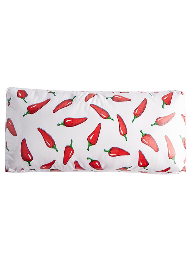 NOOSA Chili Printed Cushion With Pocket White/Red 20 X 50cm - Image 2