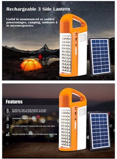 SONASHI Rechargeable Emergency Lantern  Bright LED with Solar Charge and Power Bank Function  Designed with SidelightsContinuous Working Time 30 Hours  Battery Capacity Indicator SEL-697SP Orange 15x6.5x20cm  - Image 4