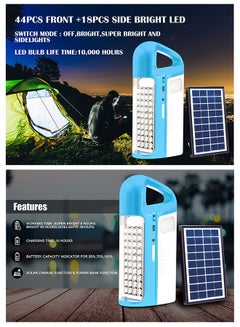 SONASHI Rechargeable Emergency Lantern  Bright LED with Solar Charge and Power Bank Function  Designed with SidelightsContinuous Working Time 30 Hours  Battery Capacity Indicator SEL-697SP Blue 15x6.5x20cm  - Image 4