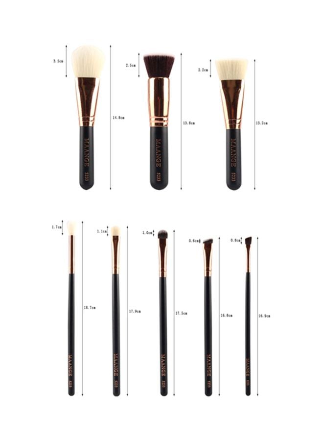 Sharpdo 8-Piece Makeup Brush Set Black/Gold/White - Image 2