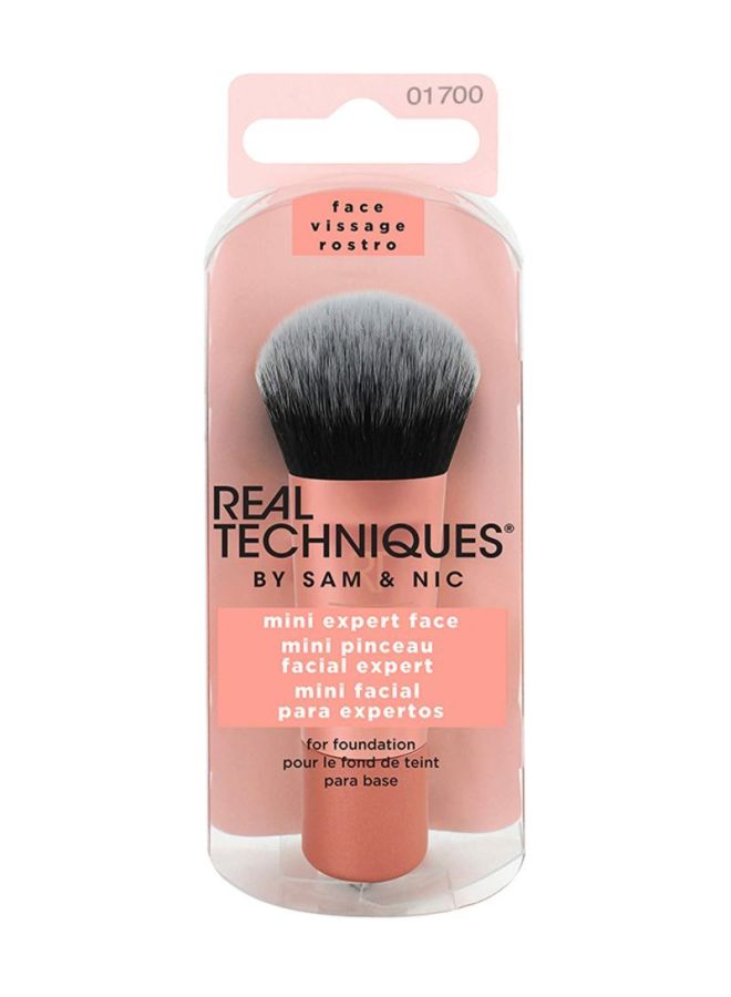 REAL TECHNIQUES - Mini Travel Size Expert Face Makeup Brush Rose Gold/Black - Image 1