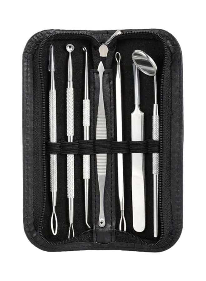Beauenty 7Pcs Stainless Steel Acne Needle Blackhead Remover Kit Black/Silver  - Image 1